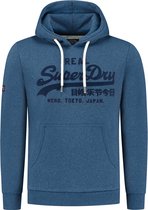 Superdry Tonal Vl Hoodie Heren Trui - Bright Blue Marl - Maat S