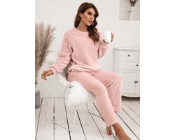 Huispak dames Teddy. Maat M. Van roze Teddystof. Heel cozy, warm en comfortabel.