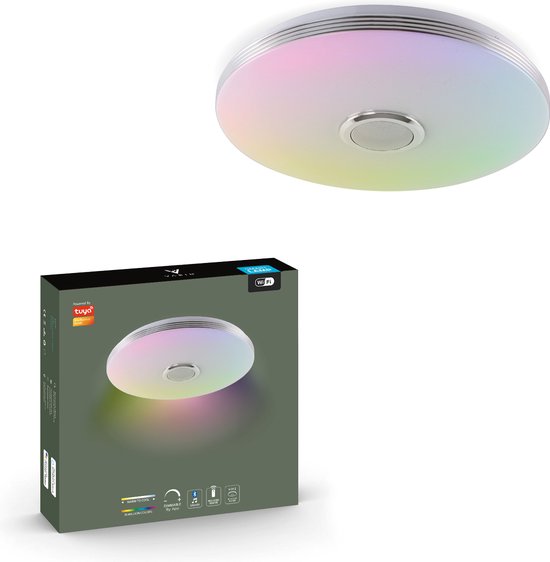 Varin® LED Plafondlamp Tuya Wifi met Bluetooth speaker - Ø 40cm - Smart lamp  met... | bol.com