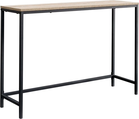 Console tafel Kronoby 80x100x30 cm zwart mat en eikenkleurig