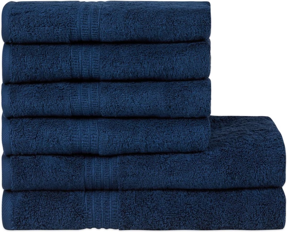 Handdoekenset van 100% biologisch katoen, hoge kwaliteit, zacht en zeer absorberend, sneldrogend, Oeko-Tex Made in Green & GOTS-gecertificeerd (2 badhanddoeken - 4 handdoeken, Deep Sea Blue) - 