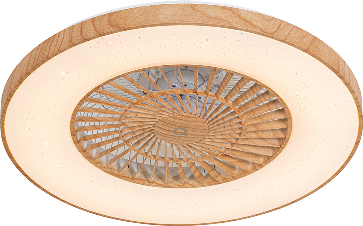 Bol.com QAZQA climo - Landelijke LED Dimbare Plafondventilator met lamp met Dimmer - 1 lichts - Ø 60 cm - Naturel - Woonkamer | ... aanbieding