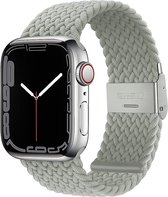Braided Nylon Grijs band - Geschikt voor Apple Watch 38mm - 40mm - 41mm - Verstelbare stretchy elastische gevlochten smartwatchband met gesp - Voor iWatch Series Ultra/8/7/6/SE/5/4/3/2/1 kleine modellen