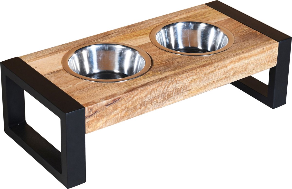 Honden-voer en drinkbakken-Mangohout-model Max voor grote tot zeer grote hond-check de maten!