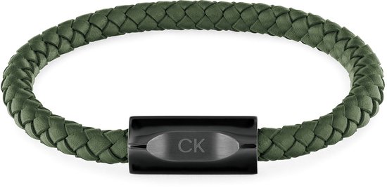 Calvin Klein CJ35000572 Heren Armband - Sieraad - Leer - Groen - 10 mm breed - 19.5 cm lang