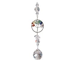 Foto: Tree of life raamhanger met een bol 30mm kristal van het merk asfour tree of life van halfedelstenen raamkristal regenboogkristal spiritueel hanger raamdecoratie raam versiering geboorte geschenk kerst kerstpakket gouden driehoek