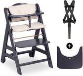 Hauck Beta+ kinderstoelset - FSC®-gecertificeerd – Hout - inclusief wielen en houten tafel - Dark Grey