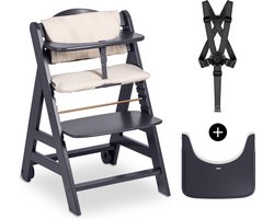 Hauck Beta+ kinderstoelset - FSC®-gecertificeerd – Hout - inclusief wielen en houten tafel - Dark Grey