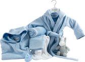 The One Towelling Deluxe Babypakket - 9 Delig - Baby cadeaupakket - 100% Gekamd katoen - Lichtblauw