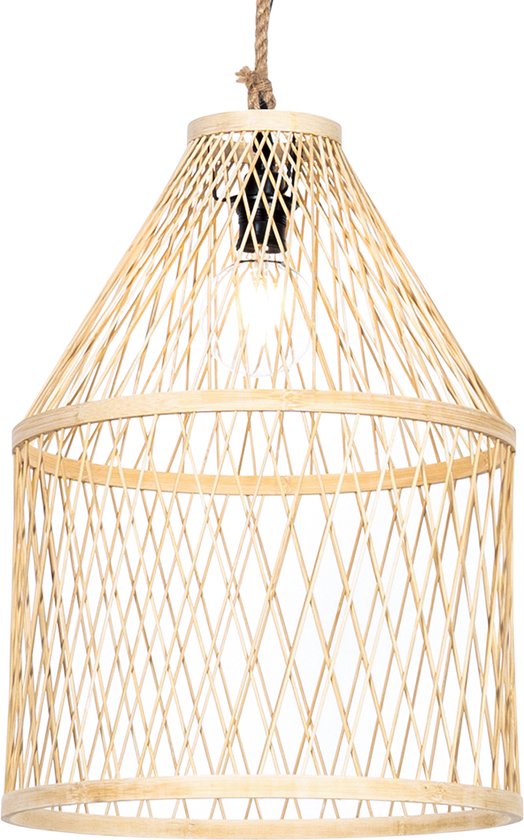 QAZQA calamus - Lampe suspendue rurale pour l'extérieur - 1 lumière - Ø 40 cm - Naturel - Éclairage extérieur