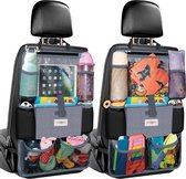 Organiseur de siège de voiture 4ème génération amélioré pour siège arrière de voiture pour iPad jusqu'à 10,5 pouces, 9 poches, rangement de jouets pour Kids , protection de siège arrière résistante à l'eau pour enfants… (Grijs, 2 pièces)