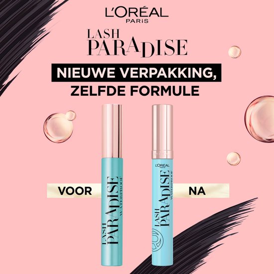L’Oréal Paris Lash Paradise Mascara Waterproof - Zwarte Volume Mascara Verrijkt met verzorgende bloemolie - 6,4 ml - L’Oréal Paris