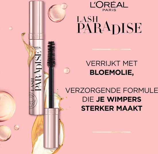 L’Oréal Paris Lash Paradise Zwarte Mascara - 01 Black - Zwarte Volume Mascara Verrijkt met bloemolie - 6,4 ml - L’Oréal Paris