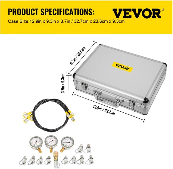 Hydraulische Manometer Test Kit Graafmachine Draagbare Tester 8600PSI bol