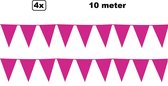 4x vlaggenlijn pink 10 meter - Festival thema feest party verjaardag gala jubileum
