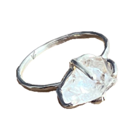 Nature jewellery - bague en quartz plaqué or en argent sterling 925 taille 19,00 - bijoux en pierres précieuses brutes - fait main
