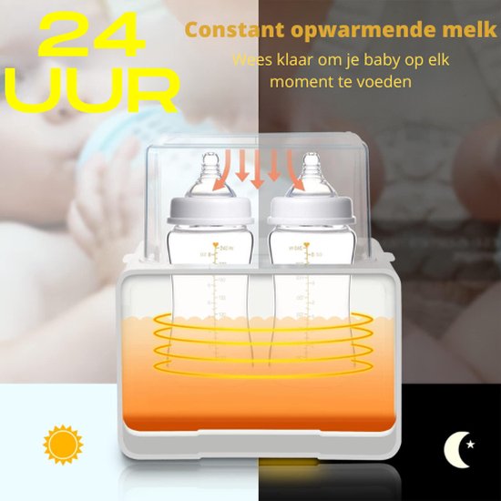 Dubbele digitale Flessenwarmer - 6-in-1 Babyvoeding Warmer - Wit van Alecto — afbeelding 5