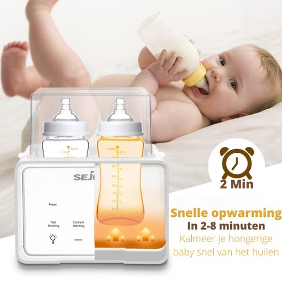 Dubbele digitale Flessenwarmer - 6-in-1 Babyvoeding Warmer - Wit van Alecto — afbeelding 2