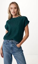 Capsleeve Top With High Neck Dames - Donker Groen - Maat L