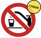 Pictogram/ sticker | Geen drinkbaar water | 10 x 10 cm | Water toevoer | Drinkwater | Kraan | Niet drinkbaar | Voedselveiligheid | Waarschuwing | Drinken | B&B | Vakantiehuis | 2 stuks