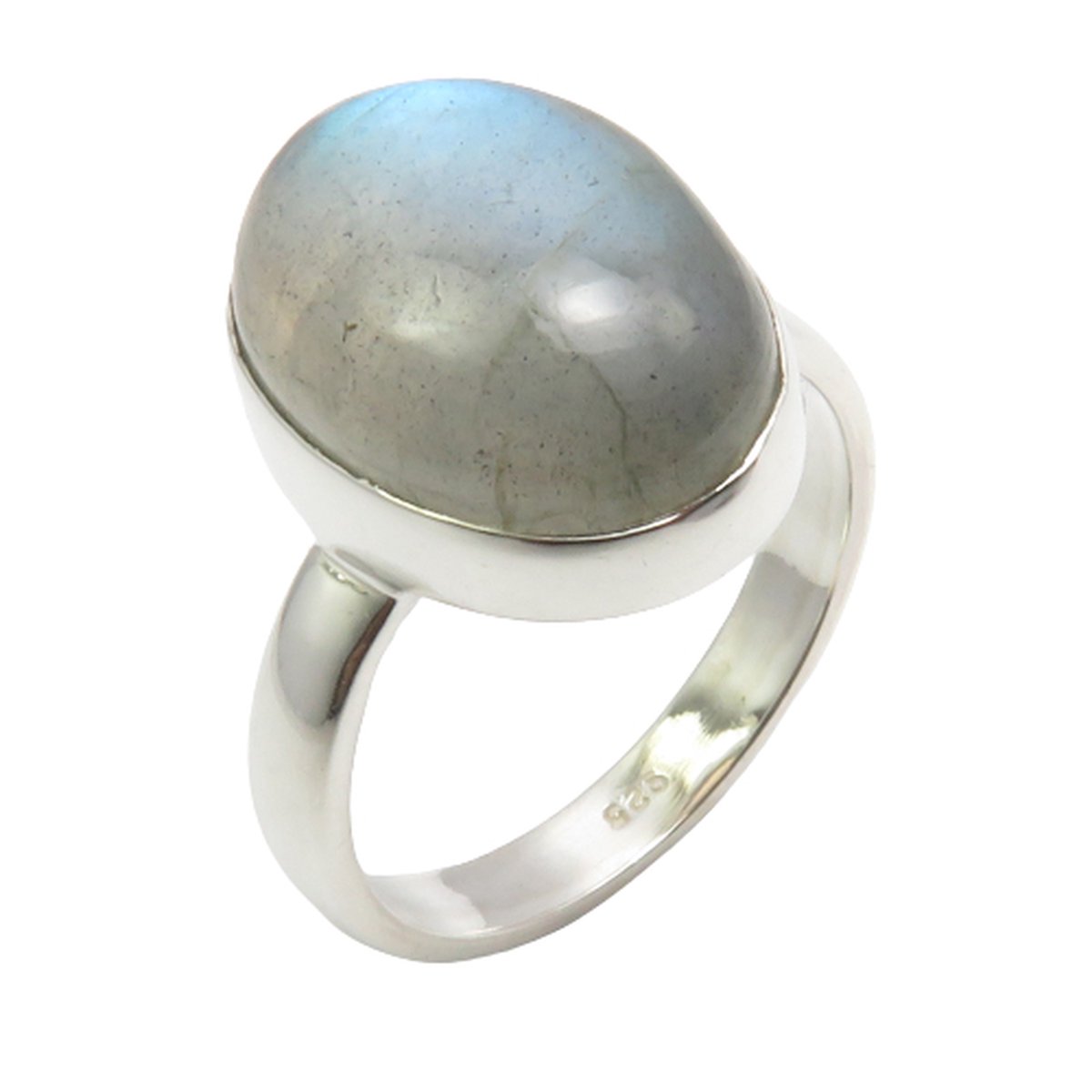 Natuursieraad - 925 sterling zilver labradoriet ring maat 19.00 - luxe edelsteen sieraad - handgemaakt