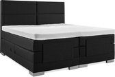 Soft bedden Elektrische Boxspring - 200x220 - Incl. 4 vlaks hoofdbord - Gitzwart met plint