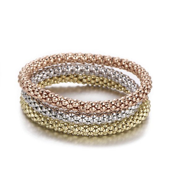Sorprese armband - Marbella - goud/zilver/rosé - armband dames - 3 delig - cadeau - Model R - Cadeau