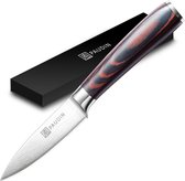 PAUDIN N8 Couteau à légumes japonais professionnel en acier inoxydable 9 cm - Couteau d'office tranchant comme un rasoir En acier au carbone allemand de haute qualité - Motif Damas - Klein couteau d'office