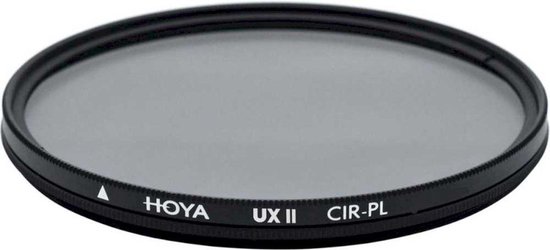Hoya UX II CIR-PL filter met zwarte rand, tekst rondom.