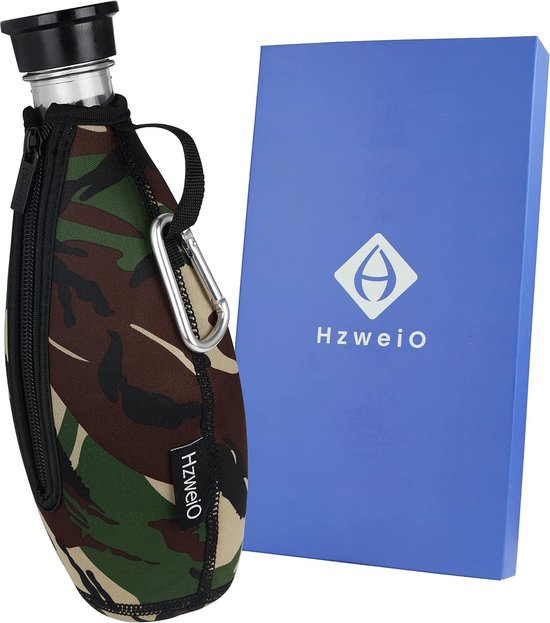 Babyflesje - Premium beschermhoes, compatibel met SodaStream Crystal glazen fles, breukbescherming, koeleffect, neopreen hoes voor glazen flessen, ideaal accessoire voor onderweg (camouflage)