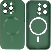 MagSafe Hoesje - Backcover met Camera Beschermer voor de iPhone 14 Pro - Donker Groen