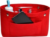 handtas organizer, inzet-opbergtas met verschillende vakken voor bv. cosmetica; licht met grote capaciteit; handtas accessoire, beschikbaar in zes kleuren, rood