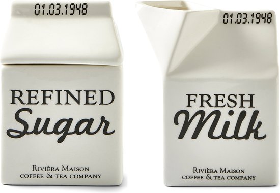 Carton Jar Sugar + Carton Jar Milk (set) - Riviera Maison