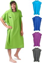 Badponcho van microvezel, voor dames en heren, compact en zeer licht; surfponcho, verhuishulp, handdoek en omkleedhulp op het strand, groen, l