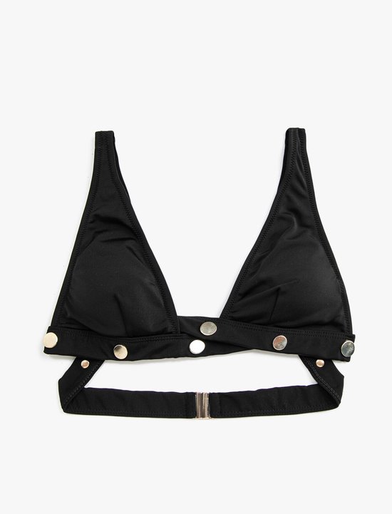 Koton Damen Bikini Top One Shoulder Mit Metal Chain Detail - Schwarz, Größe 36
