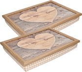 2x Schootkussen/laptray hart houtprint 43 x 33 cm - Schoottafel - Dienblad voor op schoot