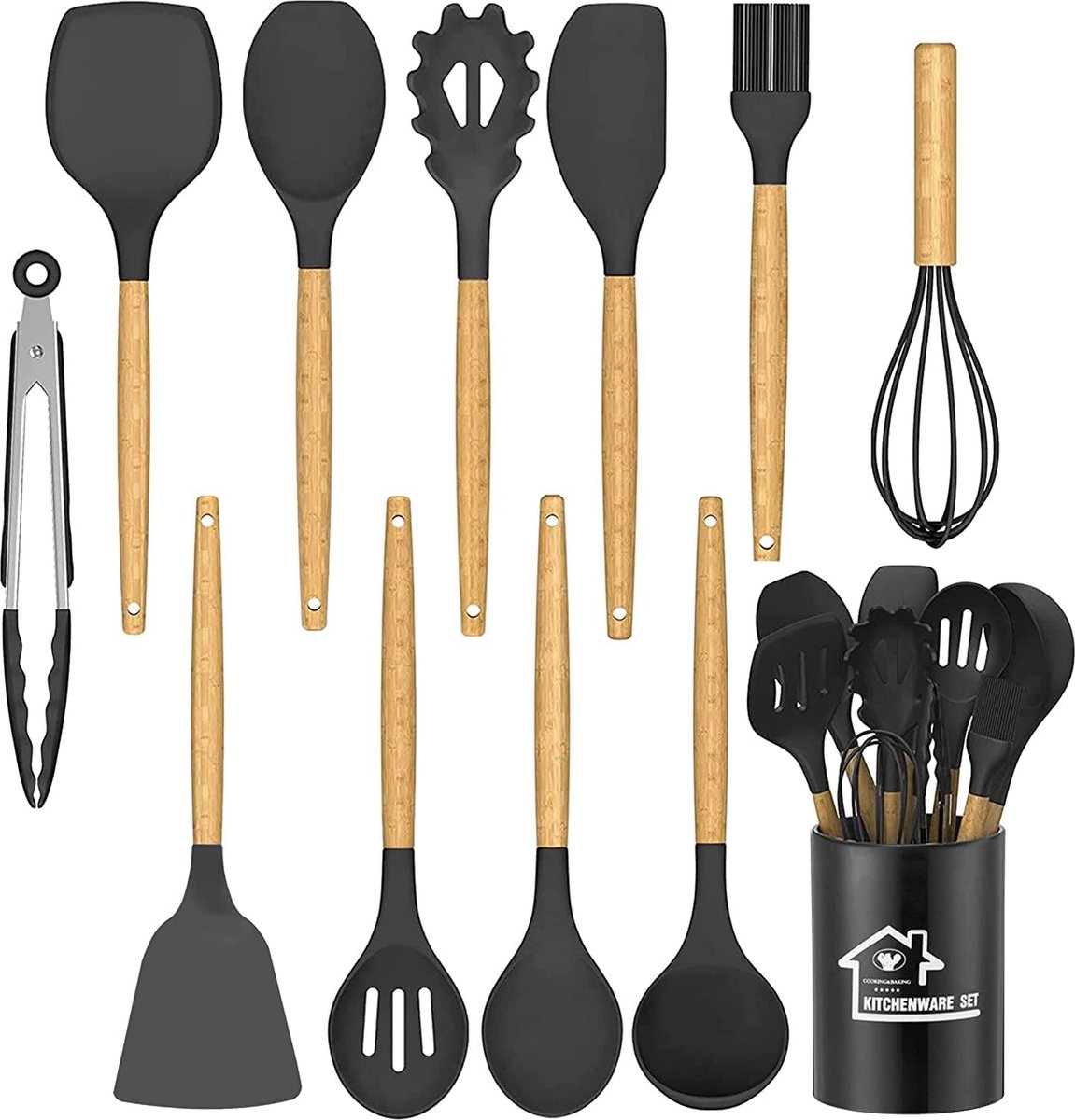 Ensemble d'ustensiles de cuisine en silicone résistant à la chaleur de 34  pièces, spatule antiadhésive pour ustensiles de cuisine (Kaki) : :  Cuisine et Maison