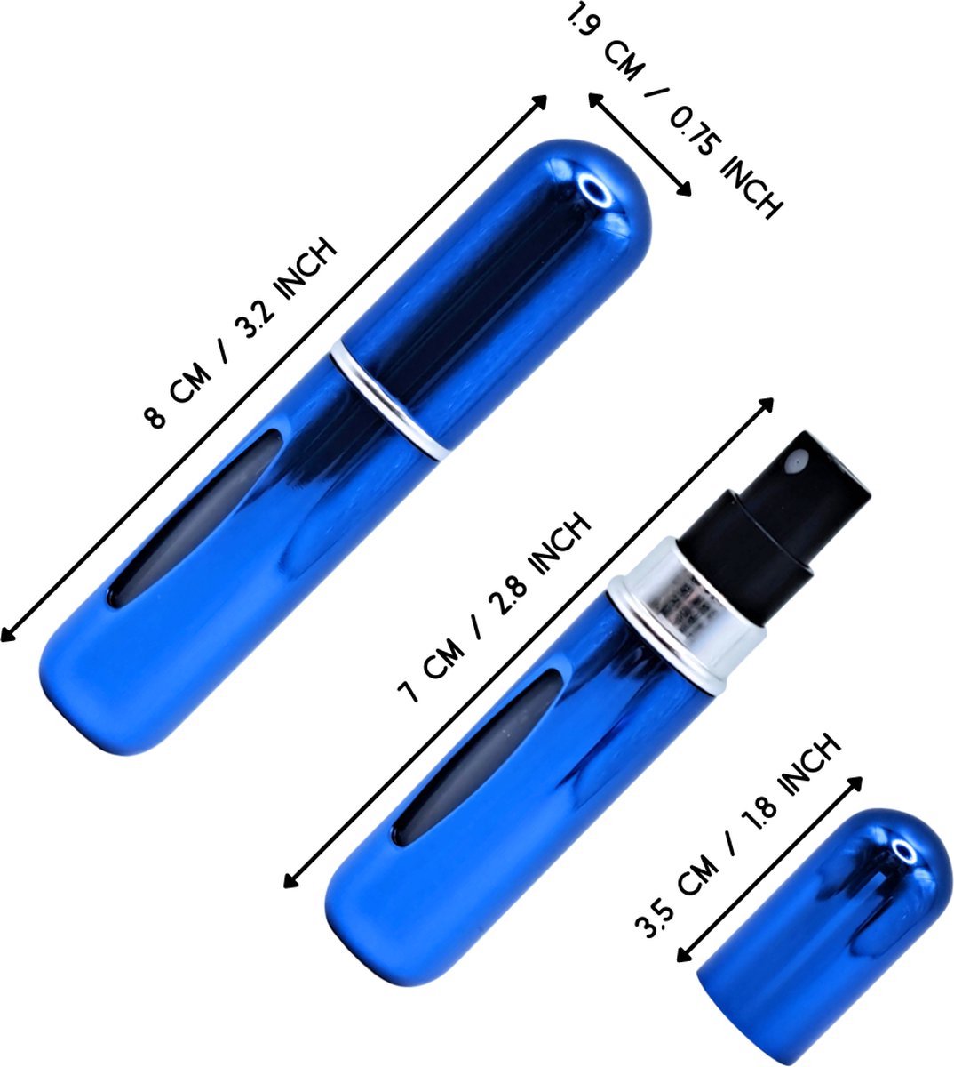 Mini Parfum Flesje - Navulbaar - 5 ml - Reisflesje - Parfumverstuiver - Blauw 2 stuk