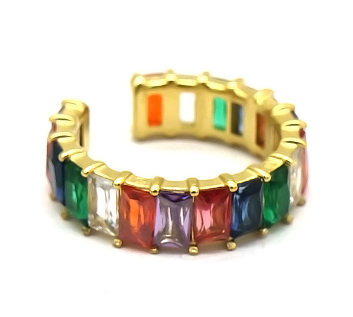 Ring met Zirkonia - RVS - One Size - Regenboog