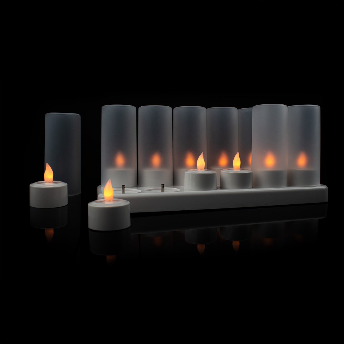 12 bougies Led Bougie Rechargeable Électrique Led Flamme Clignotante Avec  Station de Charge Décoration