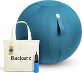 Backerz® Zitbal Linnen 65 CM - Zitballen met Hoes - Balanskruk – Luxe Yoga Bal - Ergonomische Bureaustoel Bal - Groenblauw