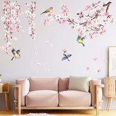 Muurstickers Roze Bloem Vogels Muurtattoo Slaapkamer Woonkamer Sofa TV Achtergrond Wanddecoratie