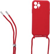 LuxeBass Siliconen hoesje met koord geschikt voor Apple iPhone 11 Pro - Rood - telefoonhoes - gsm hoes - telefoonhoesje