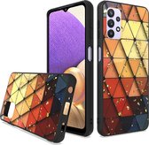 LuxeBass Siliconen hoesje met print geschikt voor Samsung Galaxy A52 - Marmer Triangle - telefoonhoes - gsm hoes - telefoonhoesje