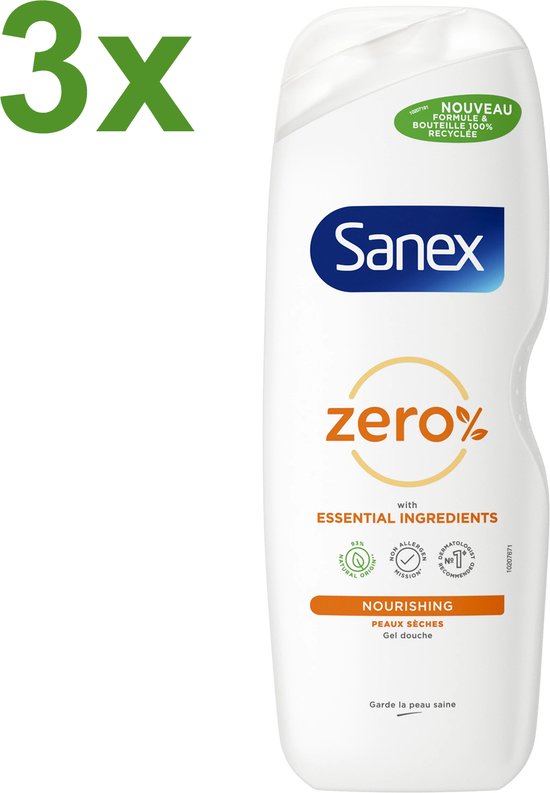 Sanex Zero Nourishing Douchegel 3x 725ml Droge huid