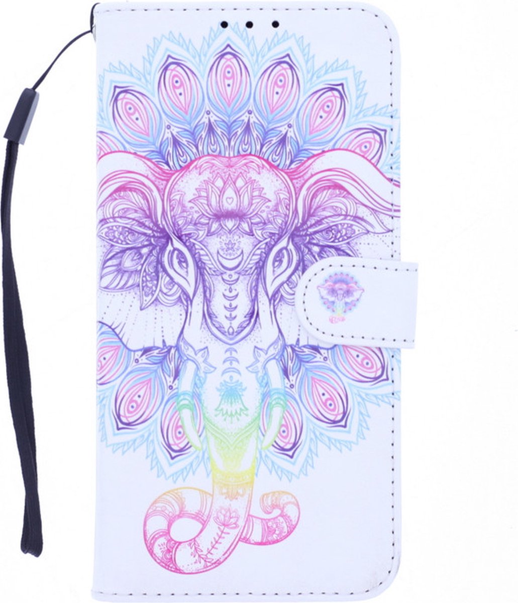 LuxeBass Boekhoesje met print geschikt voor Motorola Moto G50 - Elephant 3D - telefoonhoes - gsm hoes - telefoonhoesjes