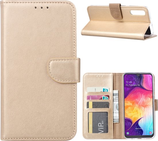 Etui LuxeBass adapté au Samsung Galaxy A50 - Bookcase Goud - Etui portefeuille - Etui bibliothèque - Etui livre - Etui livre - Etui livre