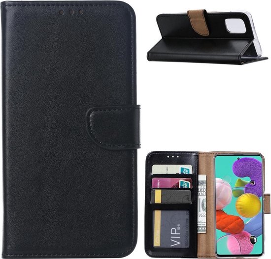 Etui LuxeBass adapté pour Samsung Galaxy A51 - Bookcase Zwart - Etui portefeuille - Etui bibliothèque - Protège livre - Etui livre - Protège livre