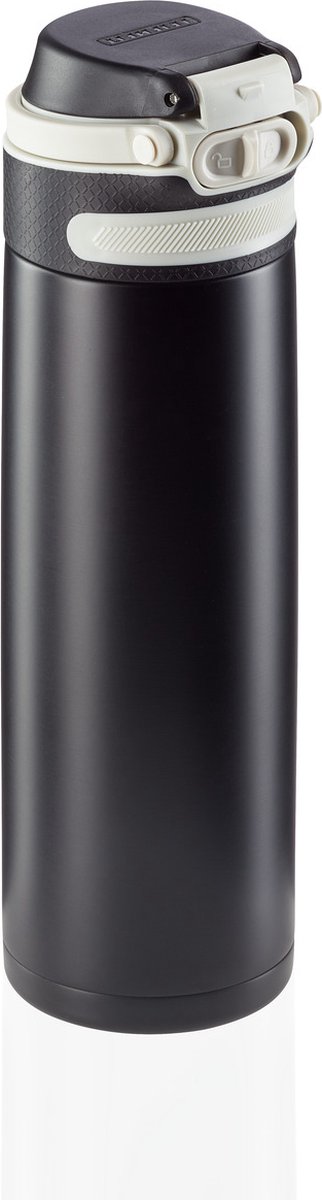 Leifheit thermosbeker Flip - 600 ml - RVS - zwart