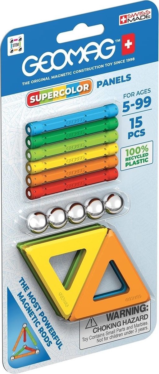 Geomag Supercolor Panels Recycled Blister - 15-delig